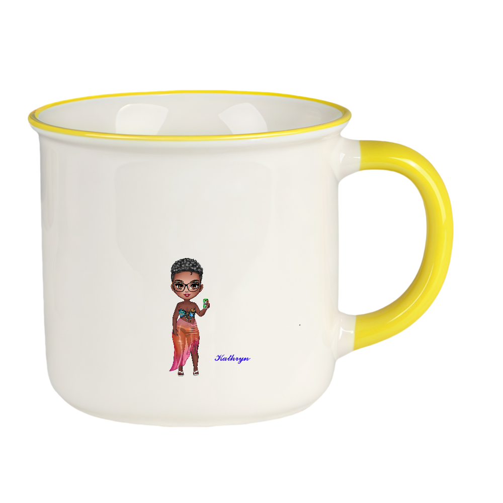 Personalized Cartoon Beach Girl Coffee Cup Ceramic Mug Birthday Gift for Her