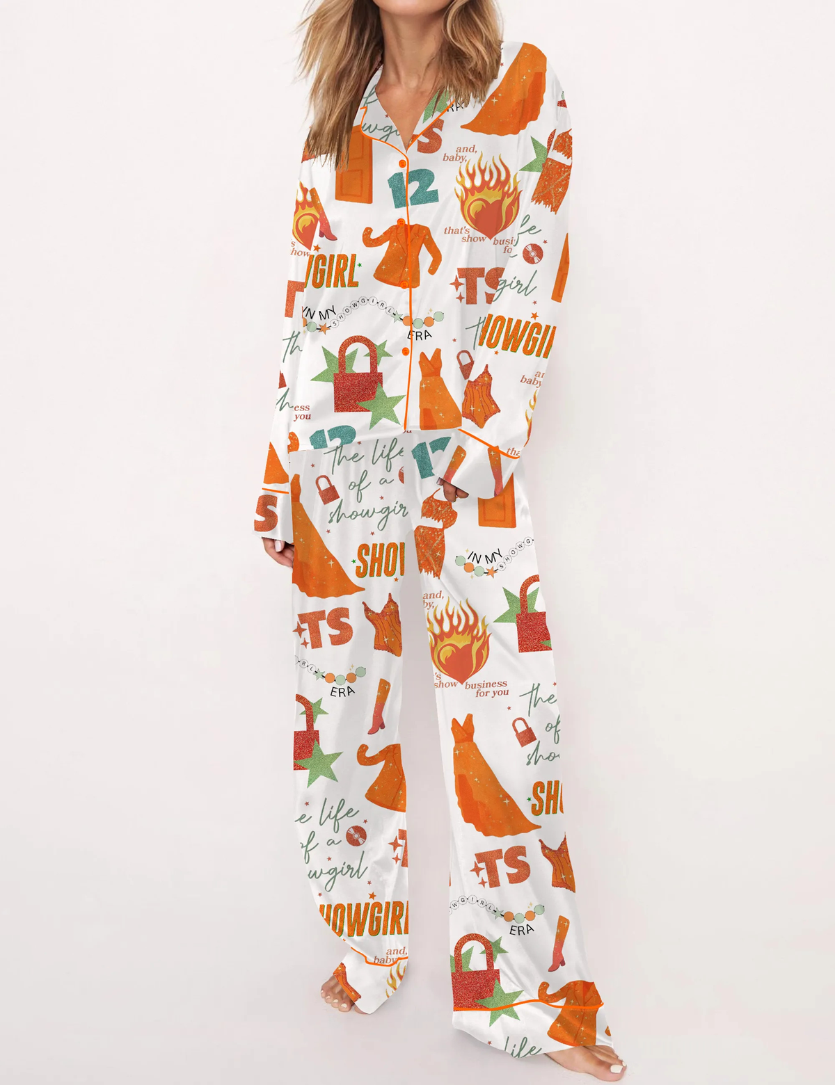 Life Of A Showgirl Silky Satin Pajama Set For Women	