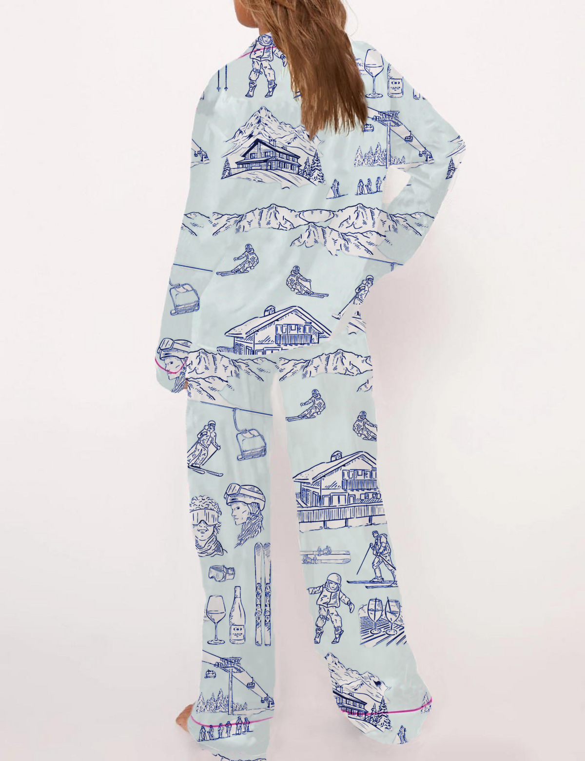 Apr¨¨s Ski Toile Silky Satin Pajama Short Set For Women