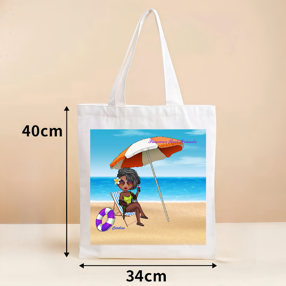 Personalized Best Friends Girlfriends Girls Summer Beach Canvas Bag
