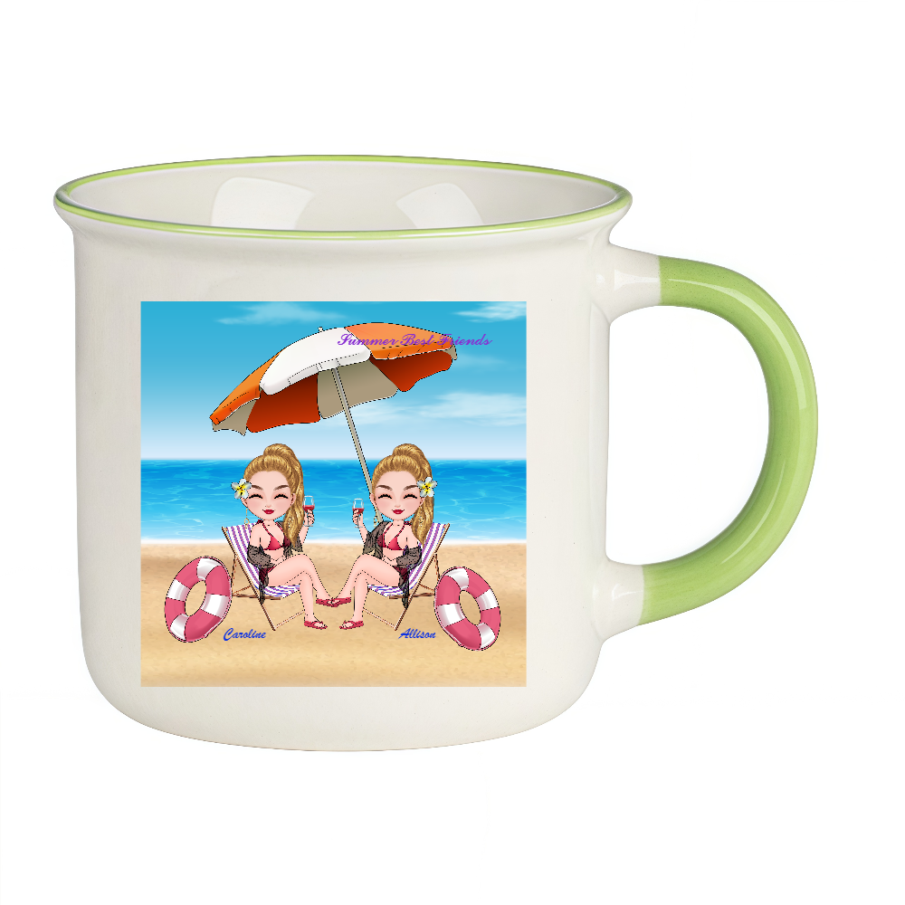 Personalized Cartoon Summer Best Friends Coffee Cup Ceramic Mug Birthday Gift for Friend