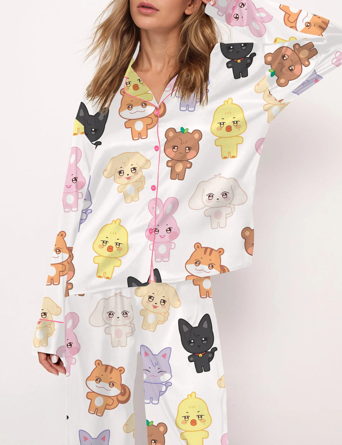 Ateez Tour Silky Satin Pajama Set For Women	