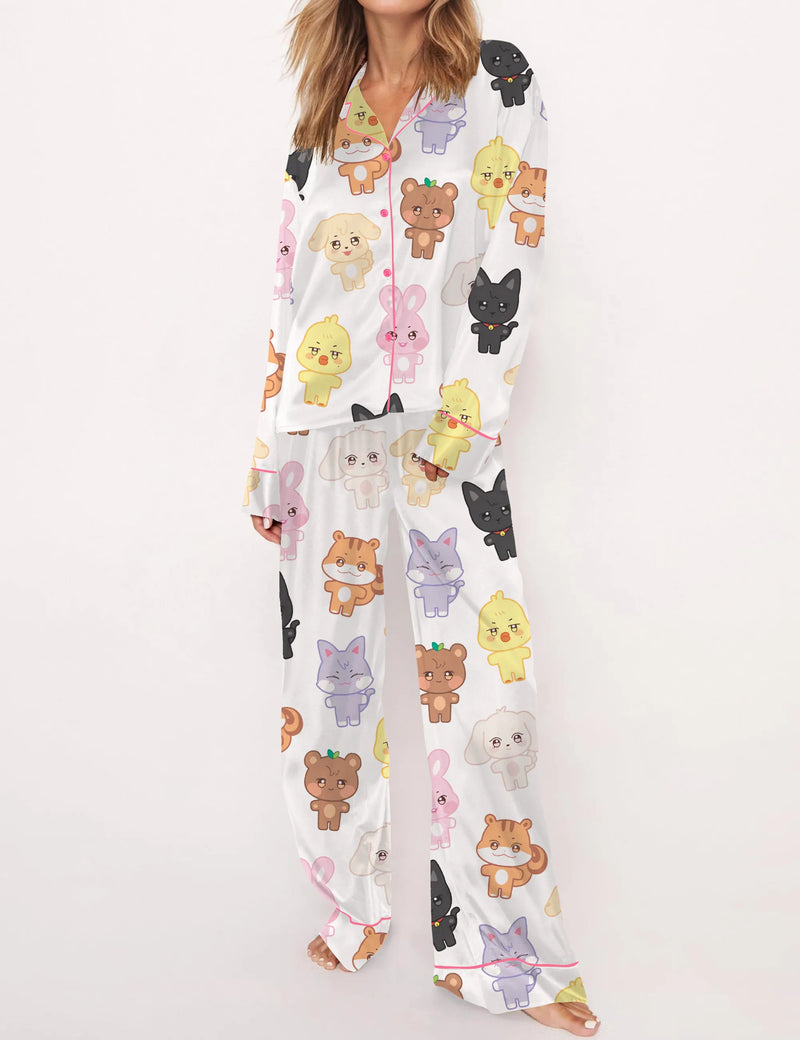 Ateez Tour Silky Satin Pajama Set For Women	