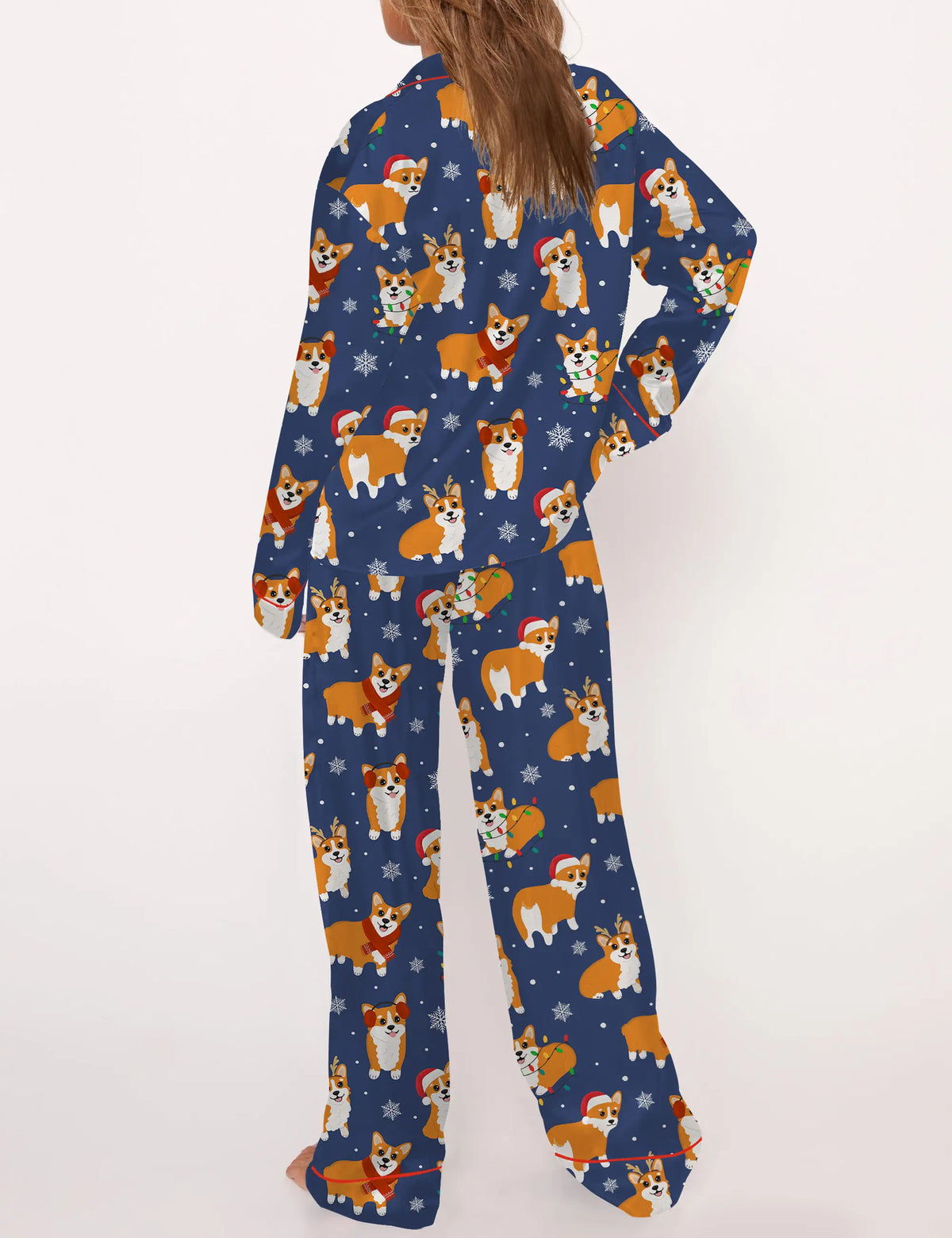 Corgi Christmas Silky Satin Pajama Set For Women	