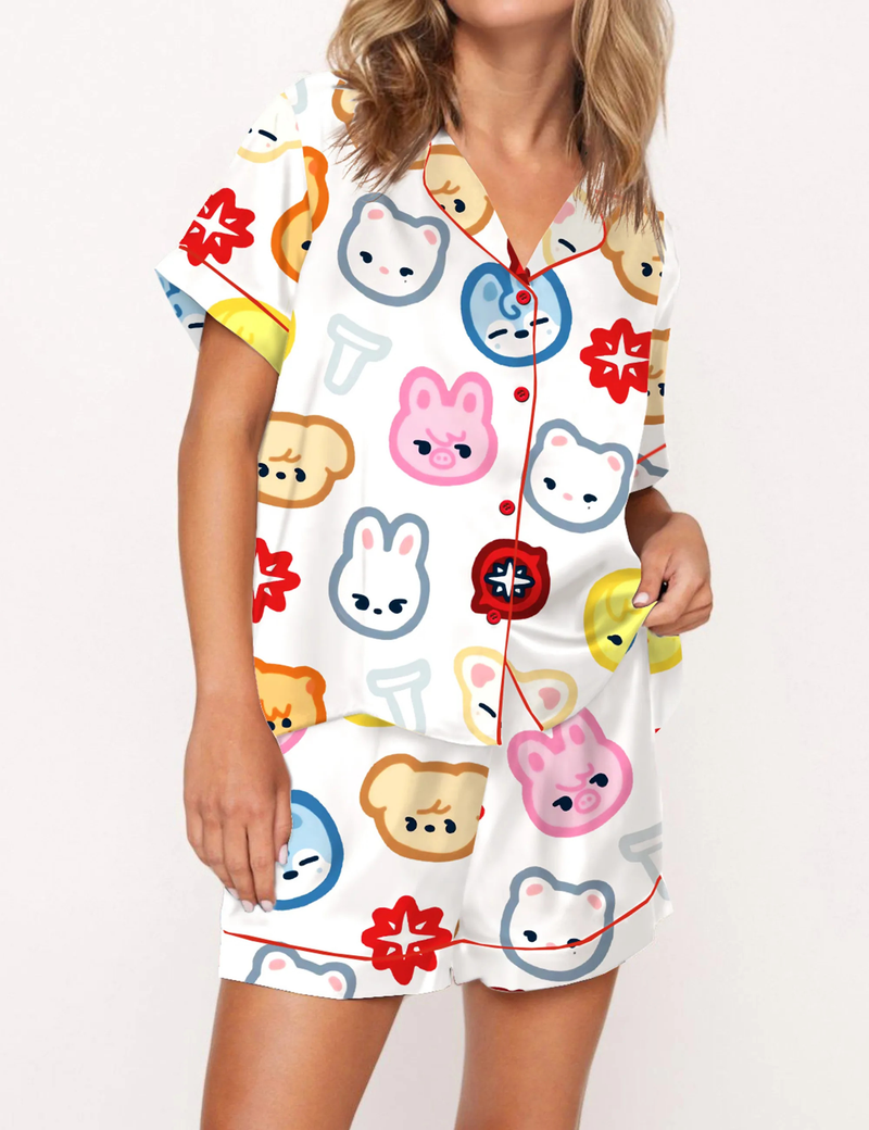Stray Kid Tour Silky Satin Pajama Set For Women	