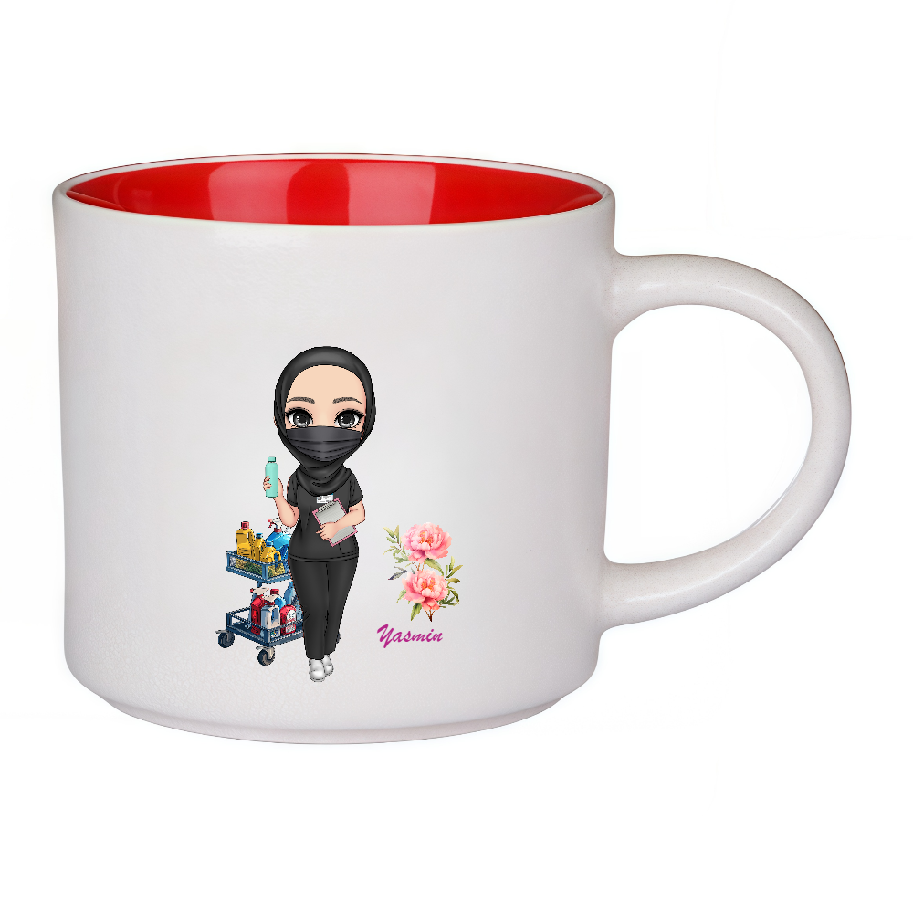 Personalized Doctor Coffee Cup Cartoon Ceramic Mug with Birth Flower and Name