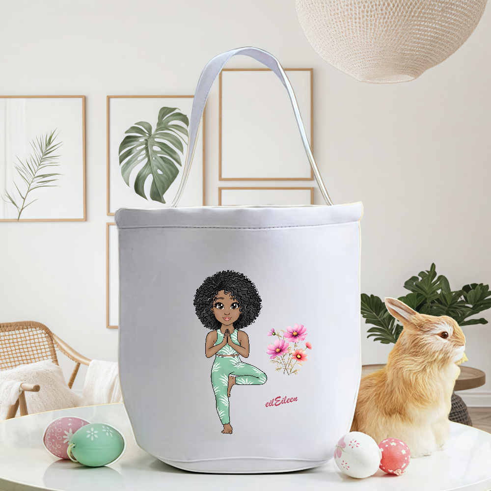Personalized Cartoon Character Yoga Girl Candy Storage Bucket Bag with Name And Birth Flower