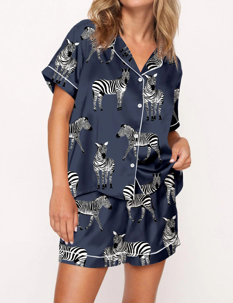 Zebra Satin Pajama Set For Women	
