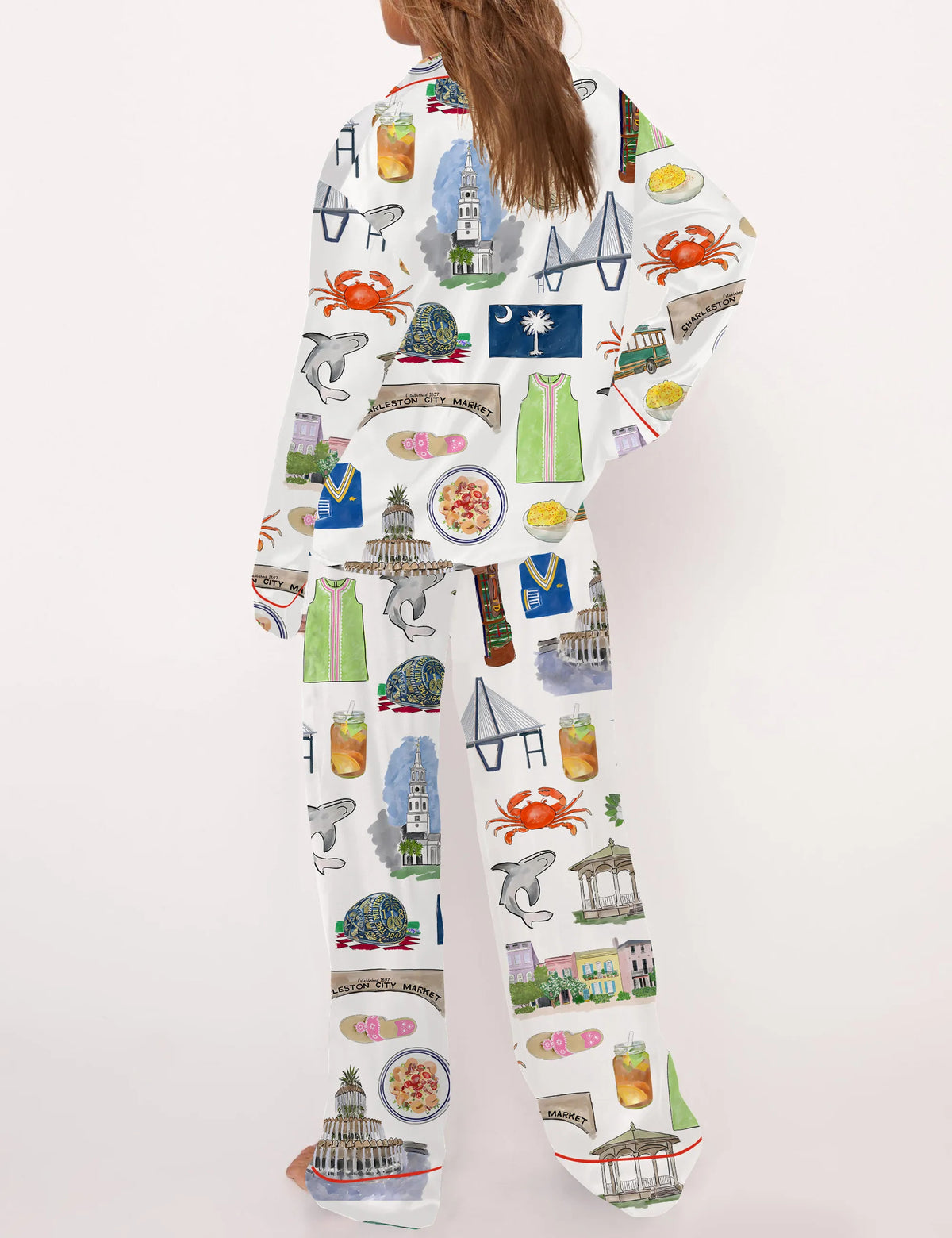 Charleston Travel Silky Satin Pajama Set For Women	