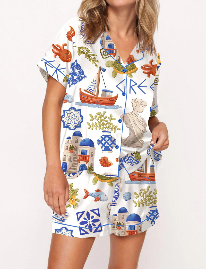 Greece Satin Pajama Set For Women	