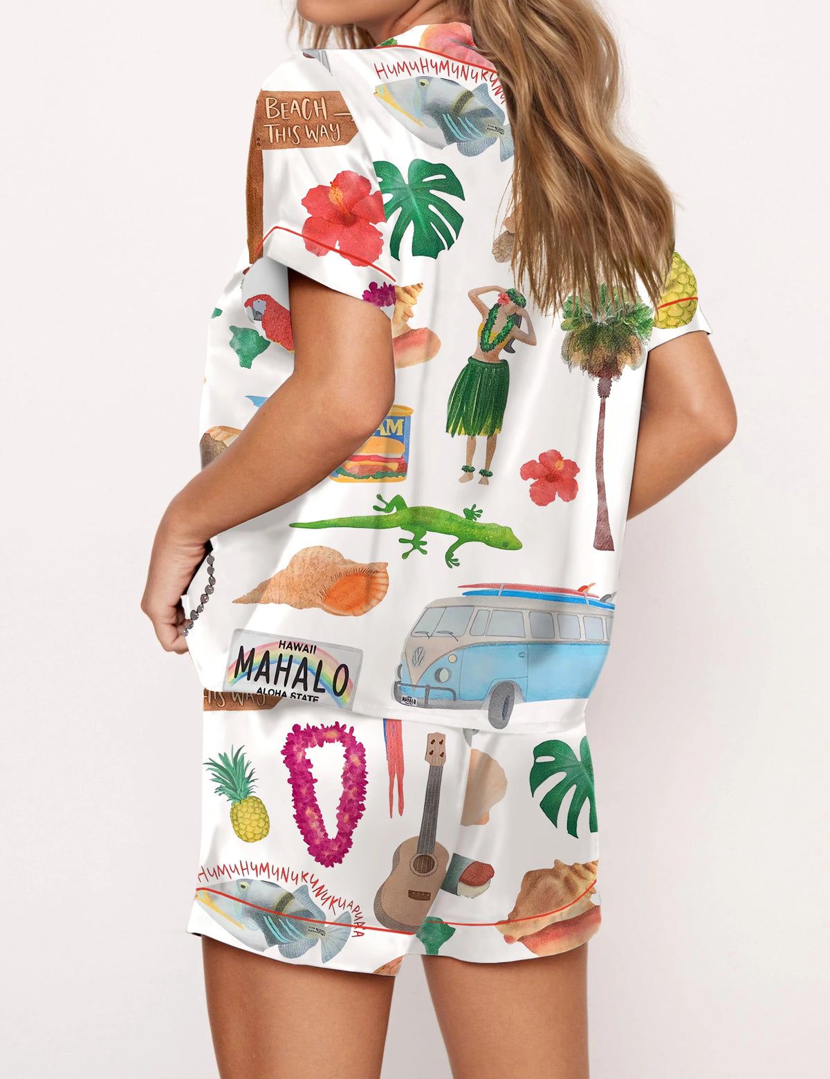 Hawaii Planner Satin Pajama Set For Women	