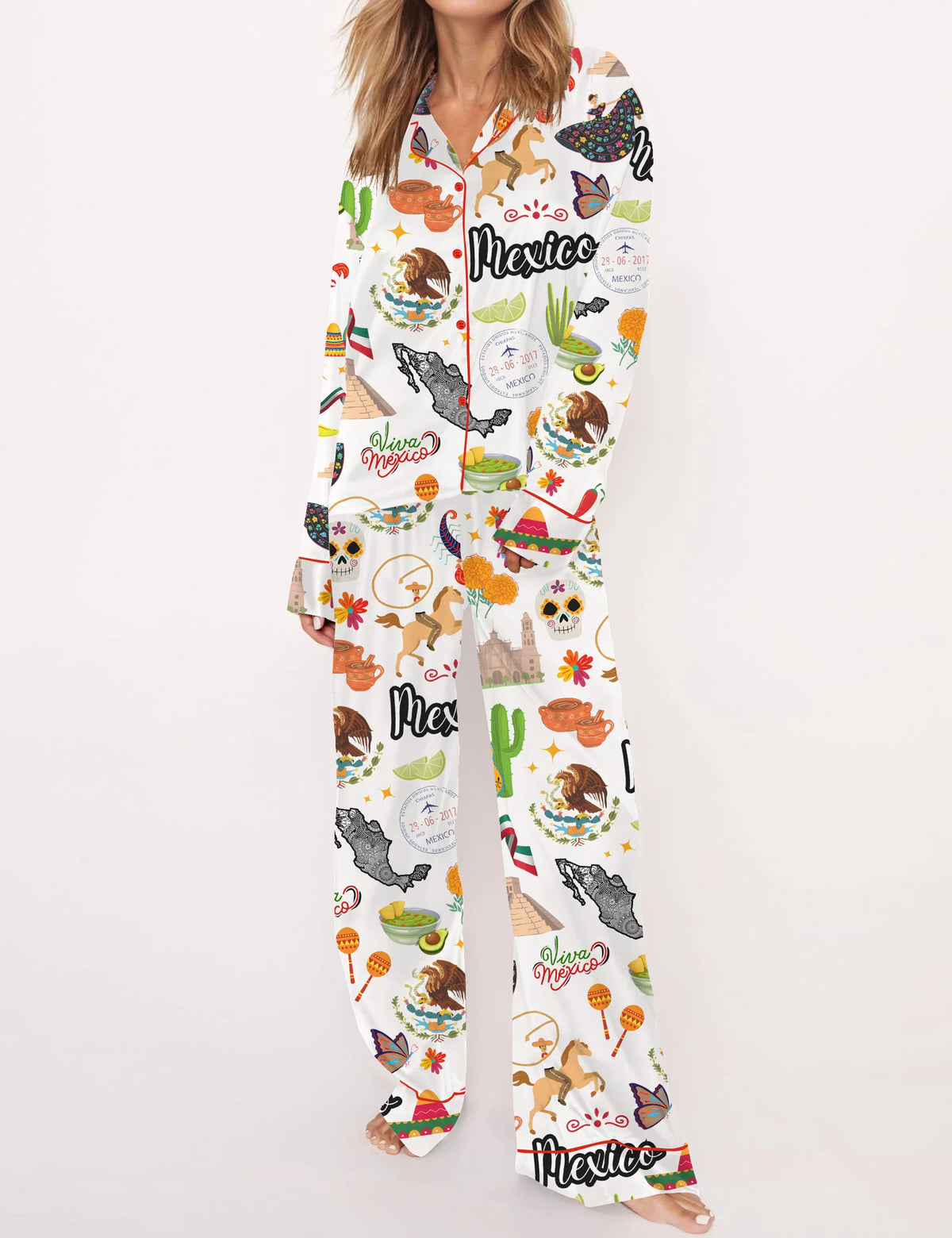 Mexico Satin Pajama Set For Women	