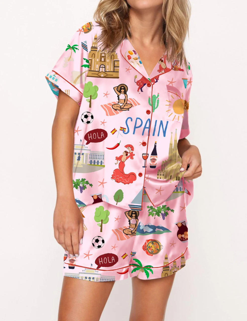 Spain Travel Watercolor Pajama Set	