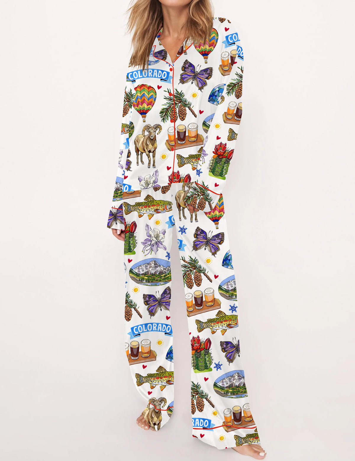 Colorado State Travel Satin Pajama Set For Women	