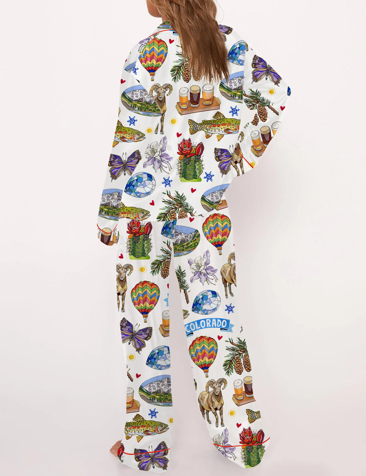 Colorado State Travel Satin Pajama Set For Women	