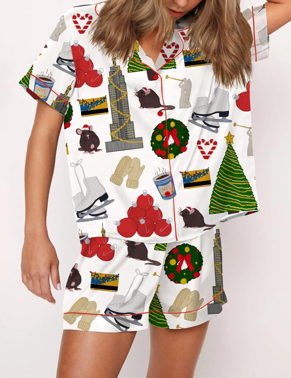 Holiday In New York Satin Pajama Set For Women	