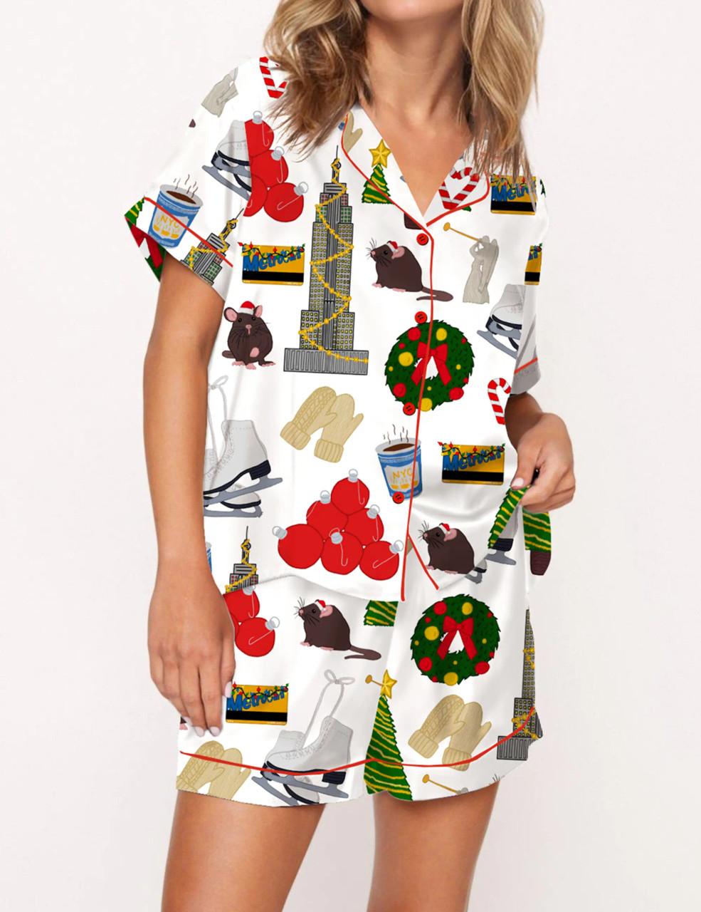 Holiday In New York Satin Pajama Set For Women	