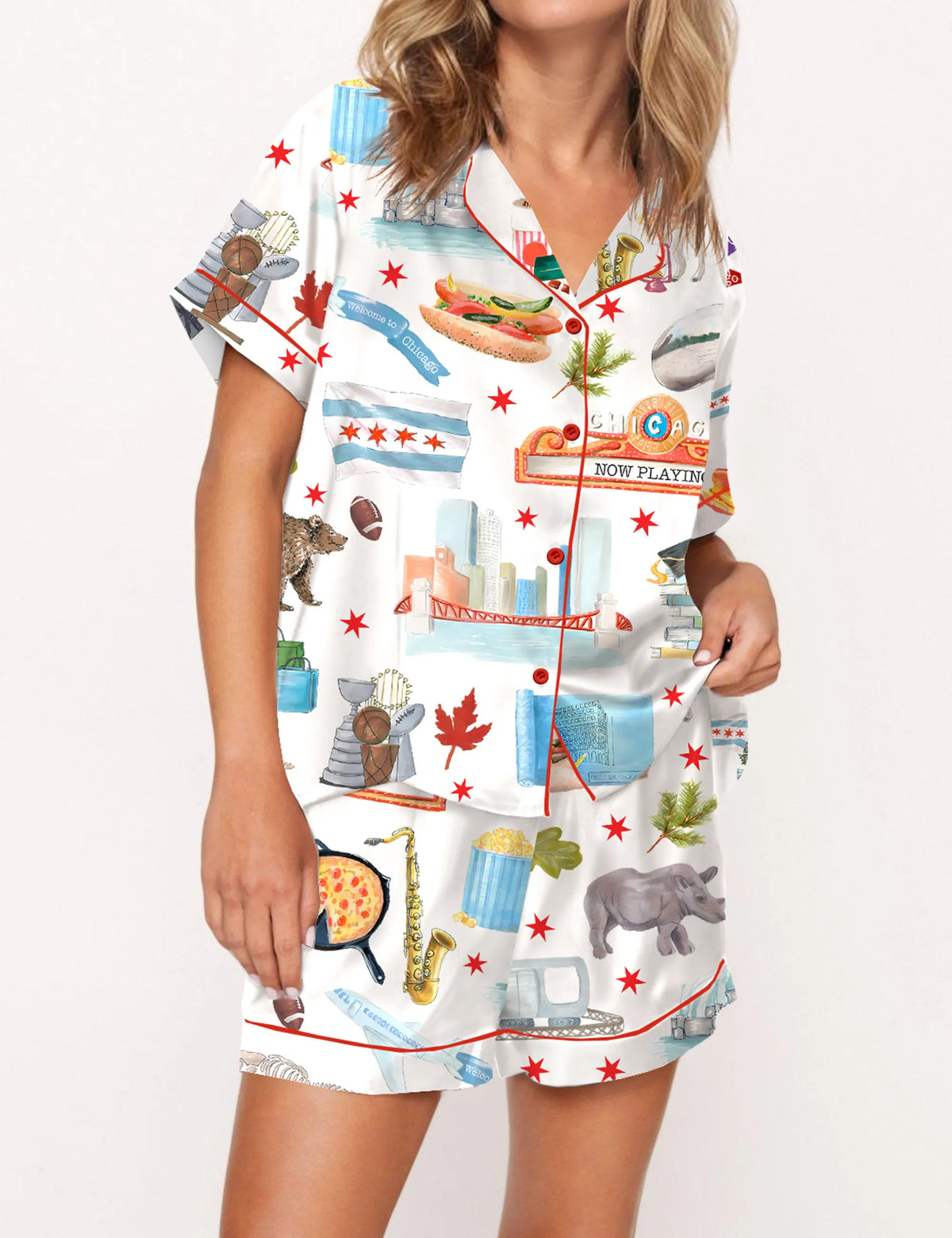 Chicago City Silky Satin Pajama Set For Women	