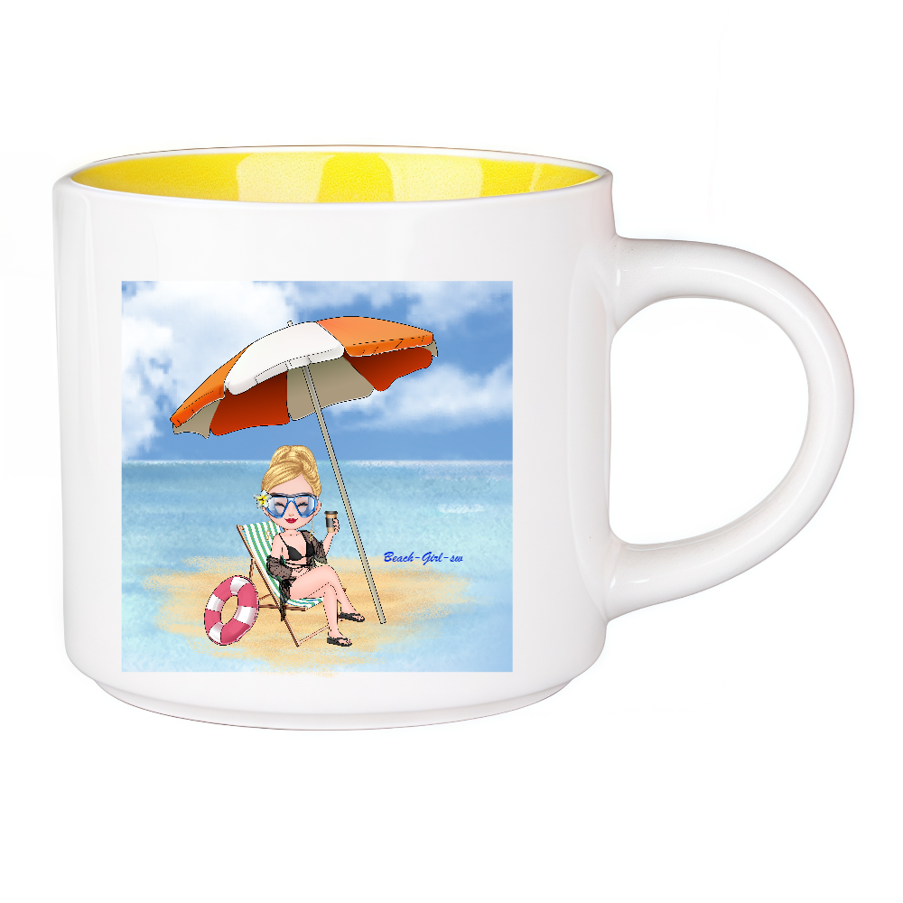 Personalized Cartoon Beach Girl Coffee Cup Ceramic Mug Birthday Gift for Her