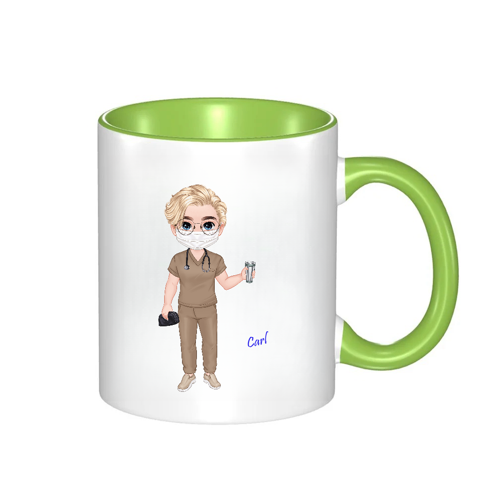 Personalized Cartoon Medical Character Coffee Cup Ceramic Mug Birthday Gratitude Gift for Nurse Doctor Medical Staff