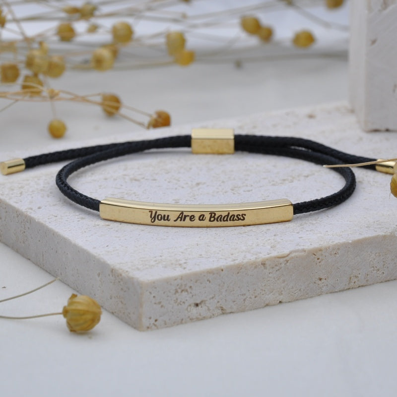 YOU ARE A BADASS ENGRAVED TUBE BRACELET