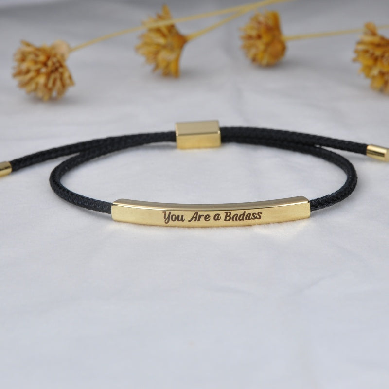 YOU ARE A BADASS ENGRAVED TUBE BRACELET