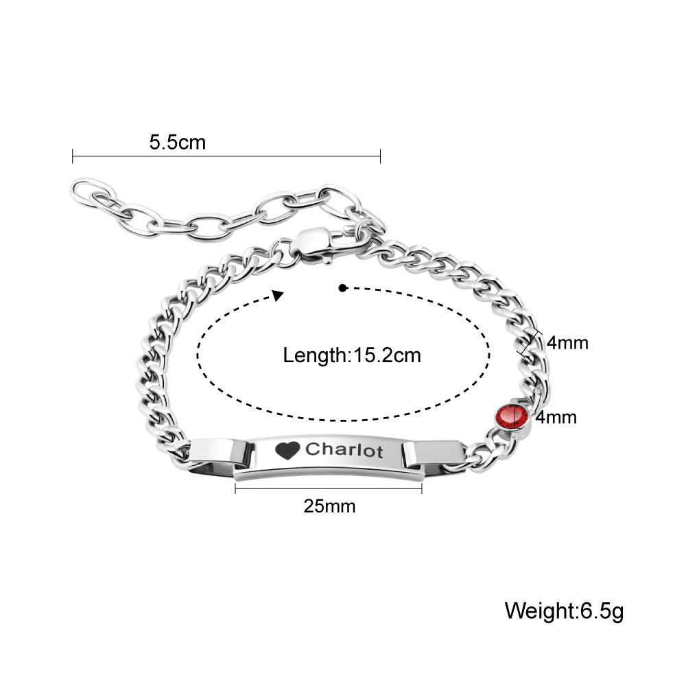 Personalized Dainty  Bracelet with Birthstone Birthday Valentine's Day Anniversary Gift for Girl Kid Women