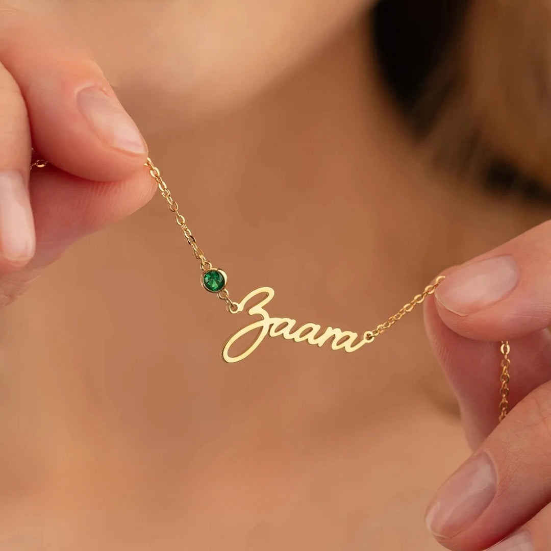 Personalized Birthstone Necklace Bracelet with Name Valentine's Day Birthday Anniversary Gift for Women