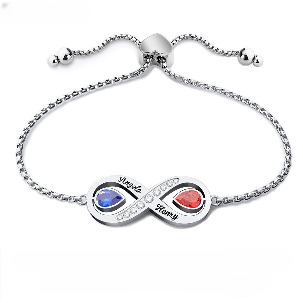 1-12 Birthstones & Names  Infinity Bracelet