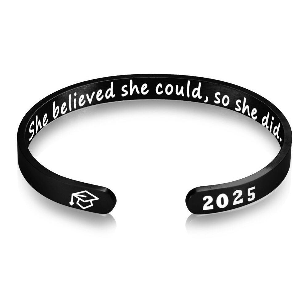 "She believed she could so she did" 2025 Graduation Hat Bracelet