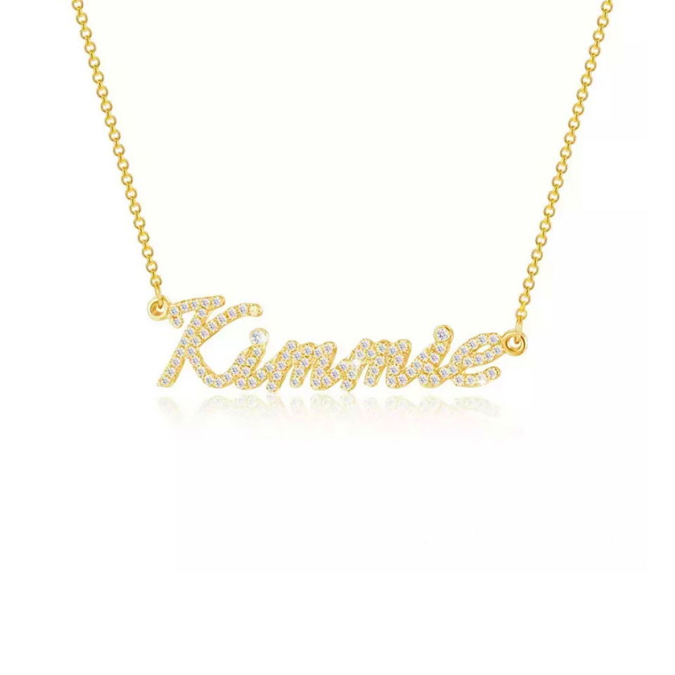 Personalized Dainty Name Necklace with Diamond Minimalist Necklace Iced Out Jewelry