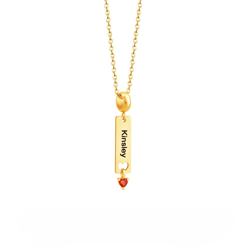 Personalized Minimalist Name Necklace with Heart Birthstone Birthday Anniversary Gift for Her