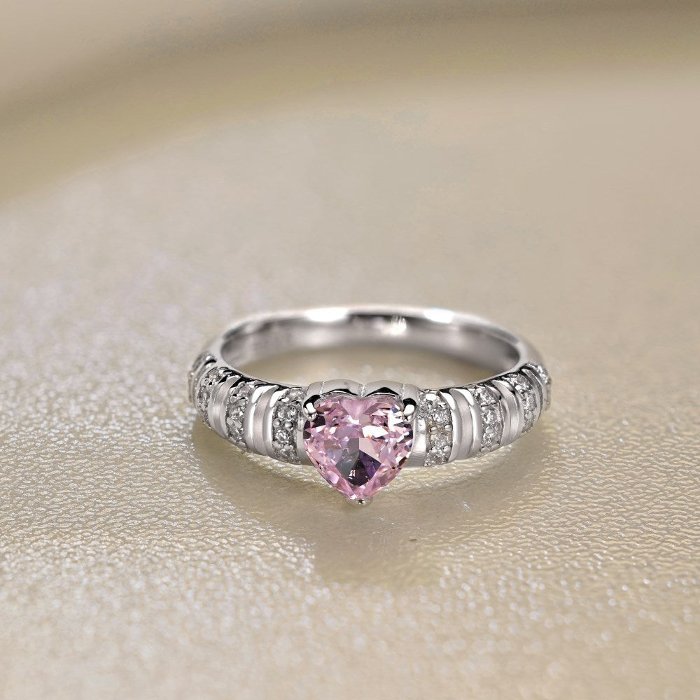 Self Love Pink Pavé Heart Ring-Gifts For Women