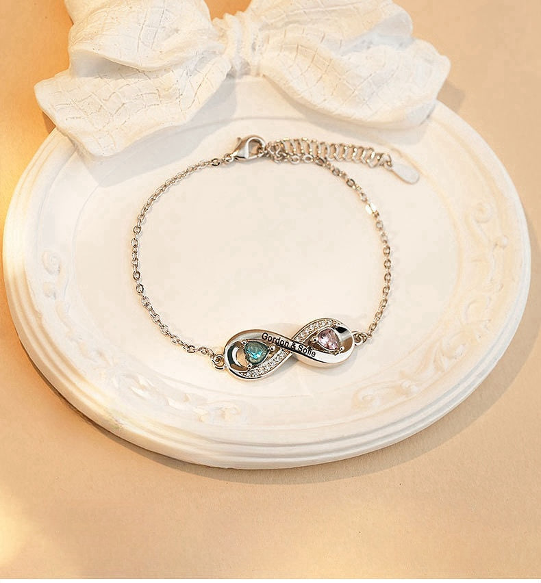 1-12 Birthstones & Names  Infinity Bracelet