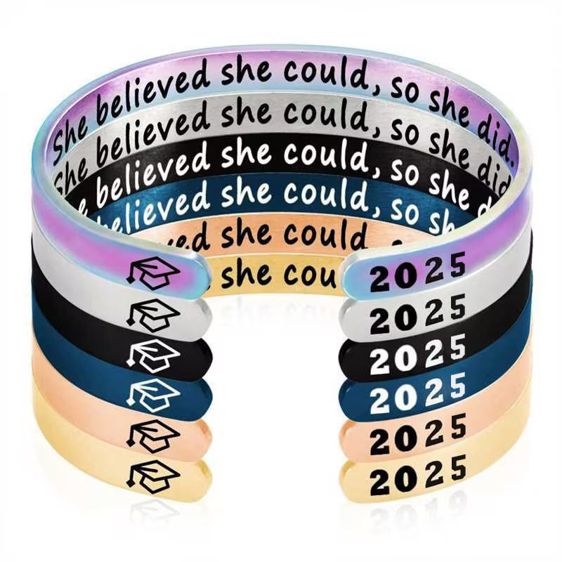 "She believed she could so she did" 2025 Graduation Hat Bracelet
