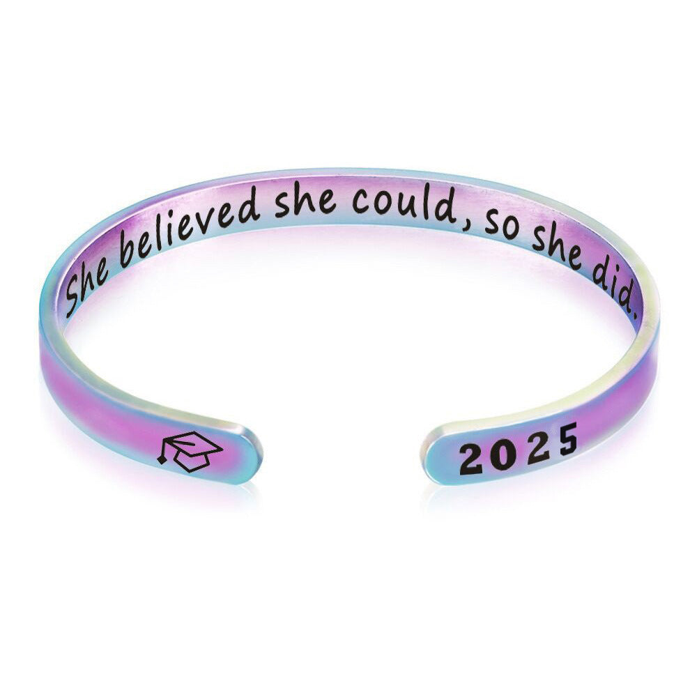 "She believed she could so she did" 2025 Graduation Hat Bracelet