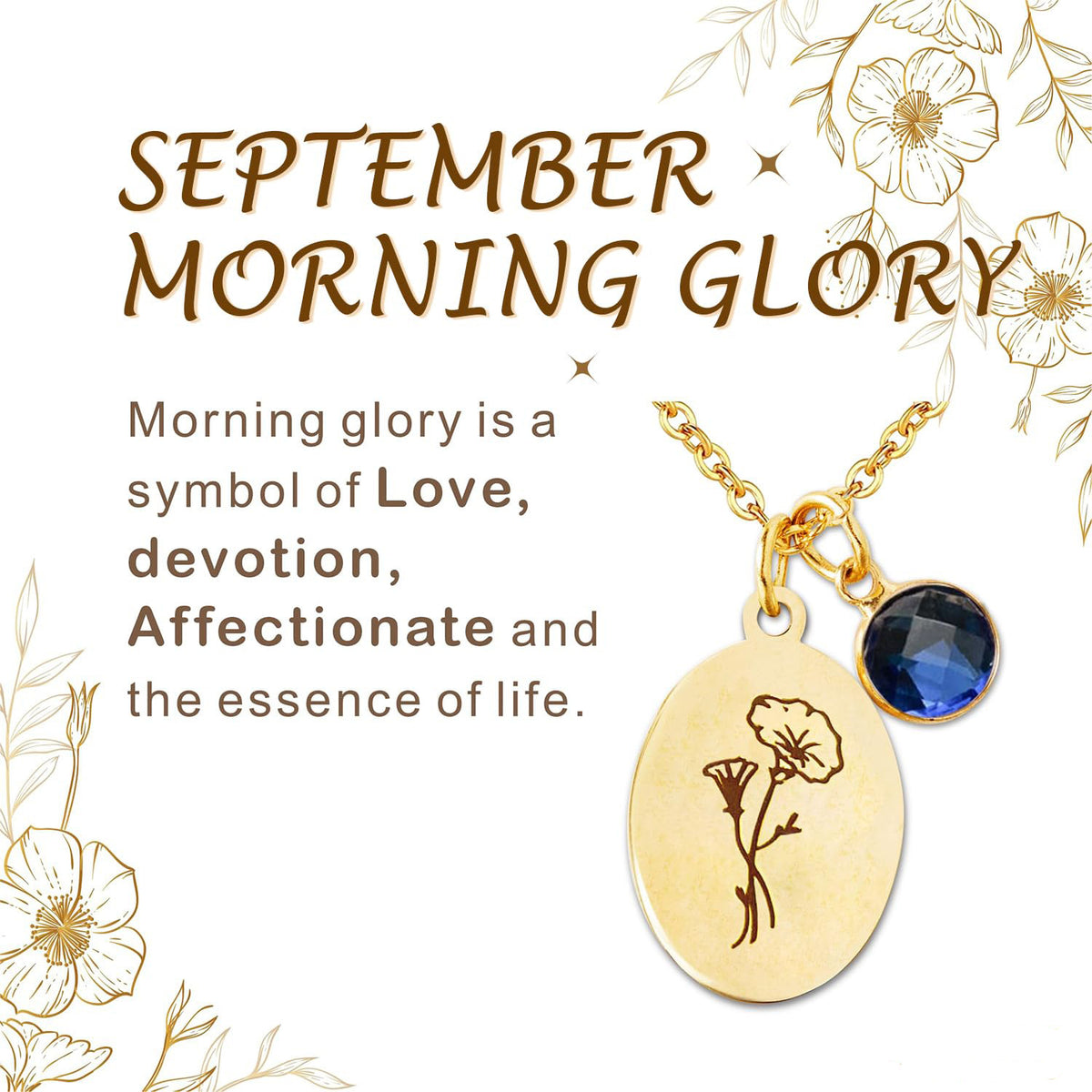 Personalized Birth Flower Necklace with Birthstone Charm Mother's Day Birthday for Women