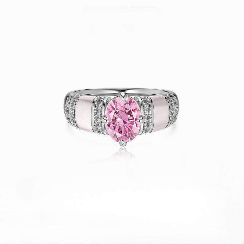 The Sweetest Love Matching Pink  Sapphire  Oval Ring