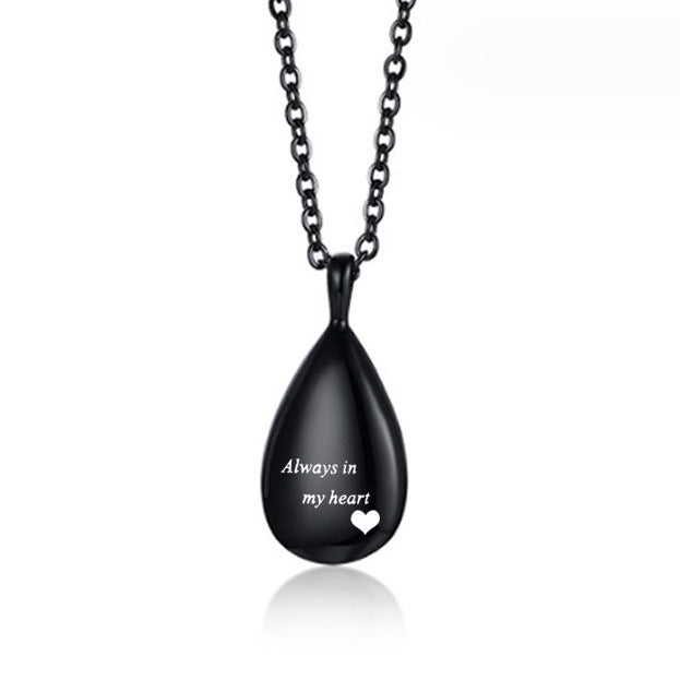 Personalized Pet Portrait Droplet Shaped Cremation Urn Necklace With Engraved Text Cremation Jewelry Memorial Keepsake Gift for Pet Lover