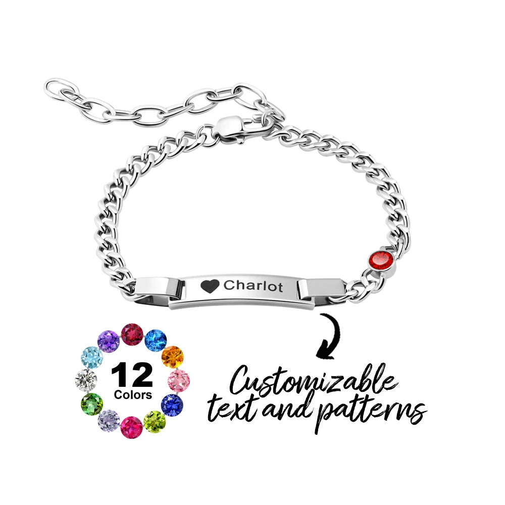 Personalized Dainty  Bracelet with Birthstone Birthday Valentine's Day Anniversary Gift for Girl Kid Women