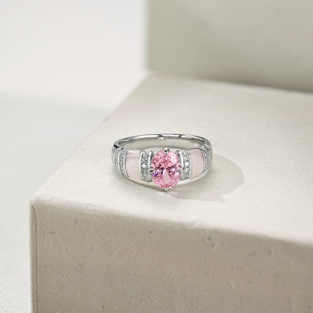 The Sweetest Love Matching Pink  Sapphire  Oval Ring