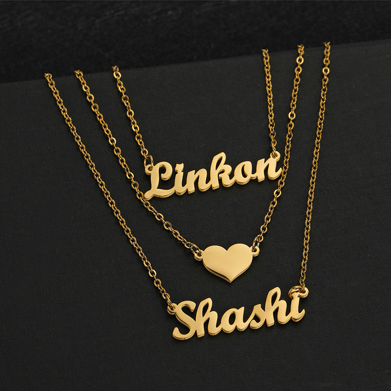 Custom Two Nameplate Pendant Gift Gold Plated Necklace