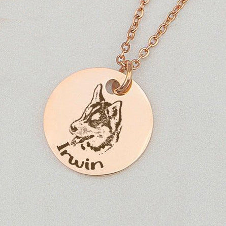 Personalized Engraved Pet Portrait Photo Necklace with Name Birthday Gift for Pet Lover Owner