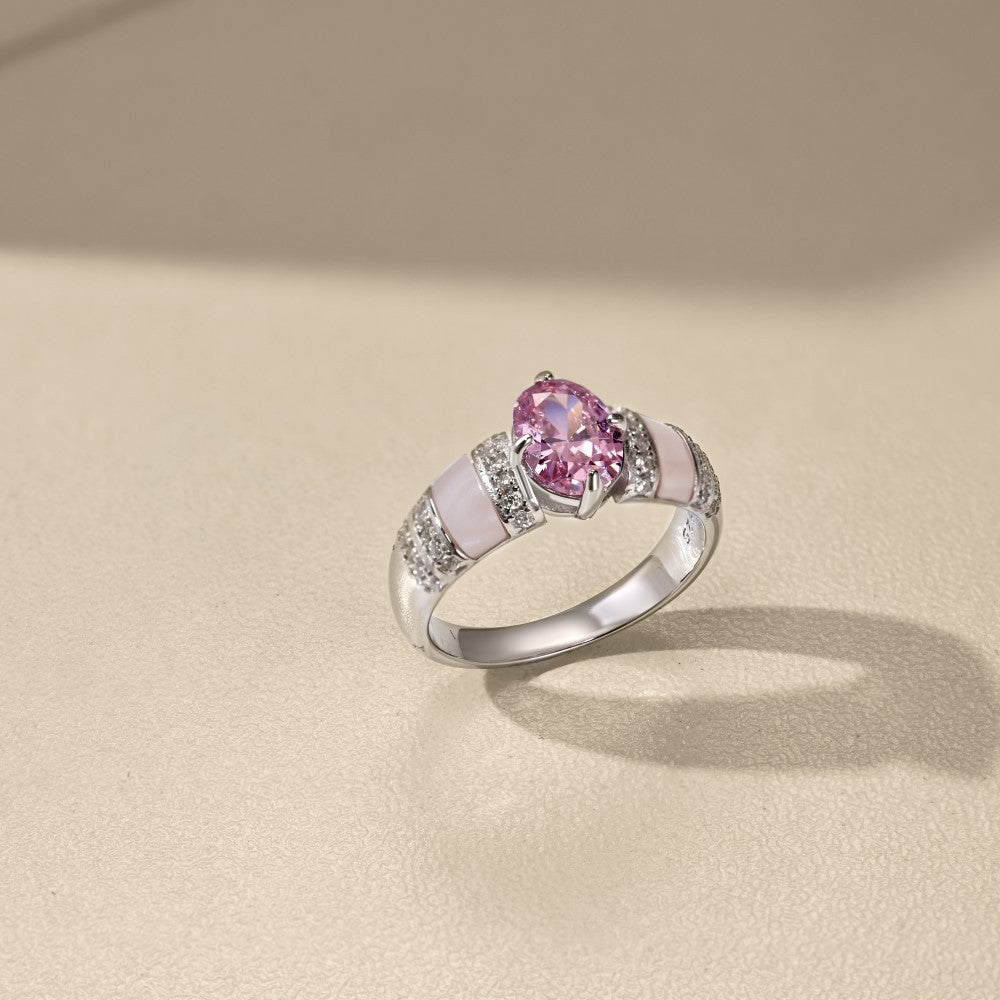 The Sweetest Love Matching Pink  Sapphire  Oval Ring