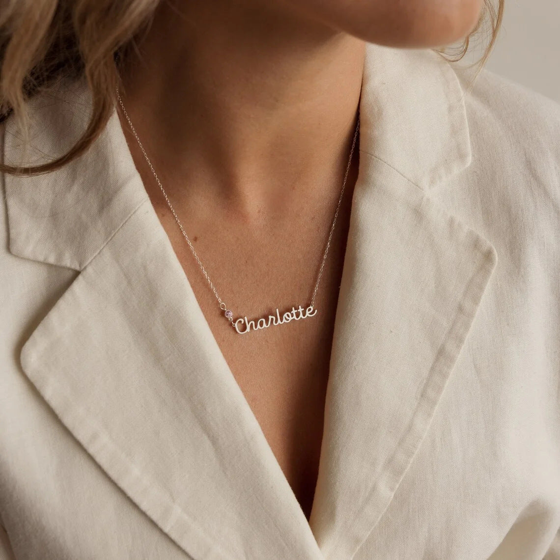 Personalized Birthstone Necklace Bracelet with Name Valentine's Day Birthday Anniversary Gift for Women