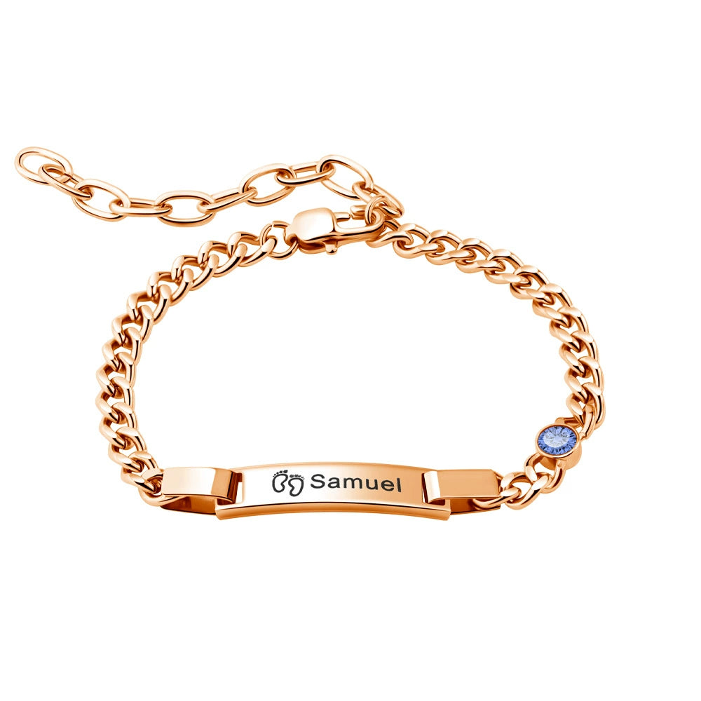 Personalized Dainty  Bracelet with Birthstone Birthday Valentine's Day Anniversary Gift for Girl Kid Women