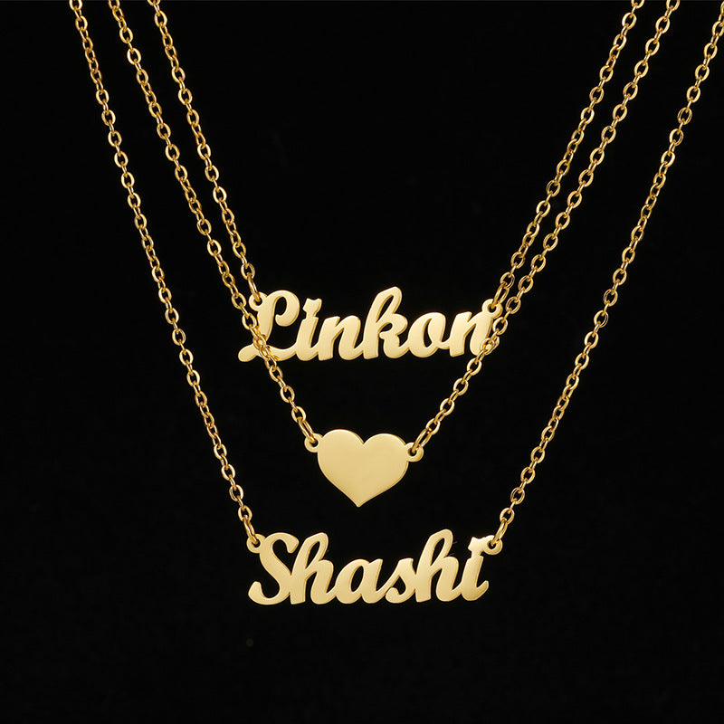 Custom Two Nameplate Pendant Gift Gold Plated Necklace