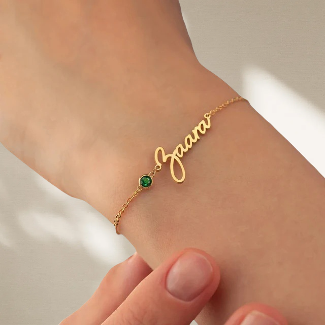 Personalized Birthstone Necklace Bracelet with Name Valentine's Day Birthday Anniversary Gift for Women