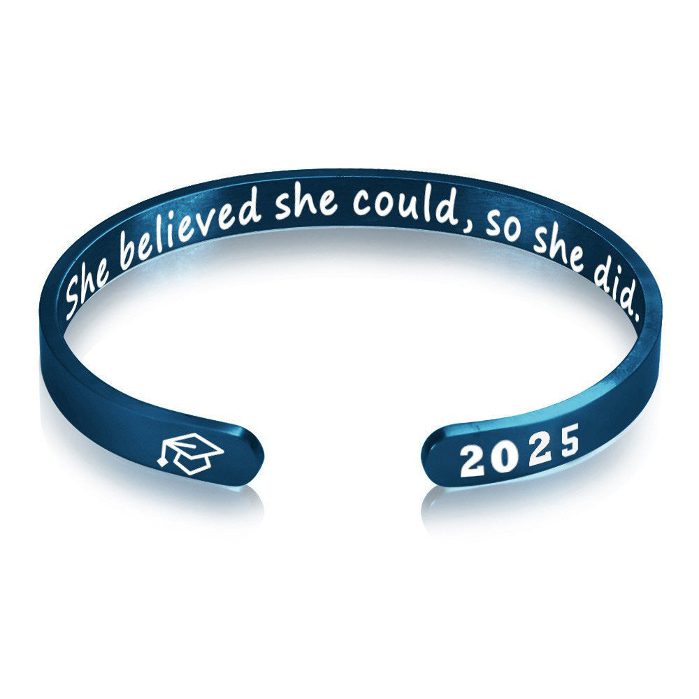 "She believed she could so she did" 2025 Graduation Hat Bracelet