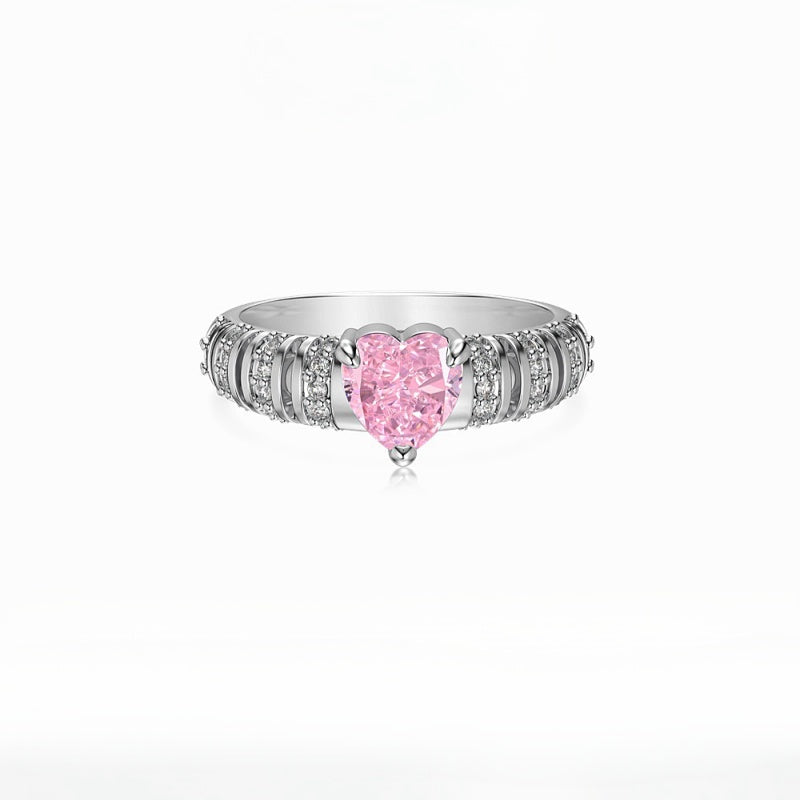Self Love Pink Pavé Heart Ring-Gifts For Women